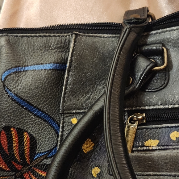 Anuschka by Anna, Multicolor Hand Painted Floral Leather Shoulder Bag - Picture 12 of 16